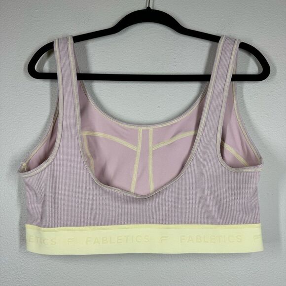 Fabletics Waffle Bra Thermal Stitch Purple Yellow Sports Bra Loungewear 1X - Picture 3 of 5